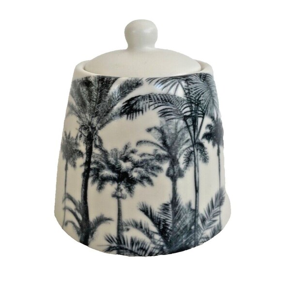 NEW Haus Hand Painted Porcelain Teapot, Sugar Bowl and Creamer Neutral Tropical - Picture 3 of 9